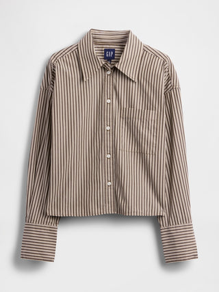 Camisa Oversize con Estampado Rayas