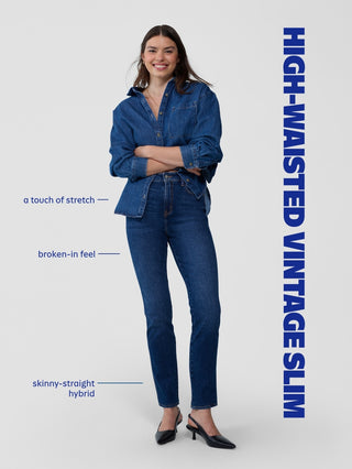 Jeans slim vintage de cintura alta.