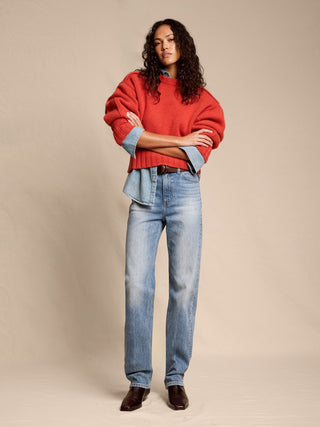 Jeans Recto Talle Alto con Bolsillos