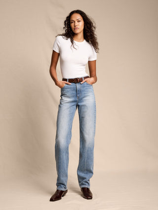 Jeans Recto Talle Alto con Bolsillos
