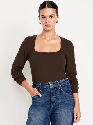 Blusa Cuello Cuadrado de Algodón