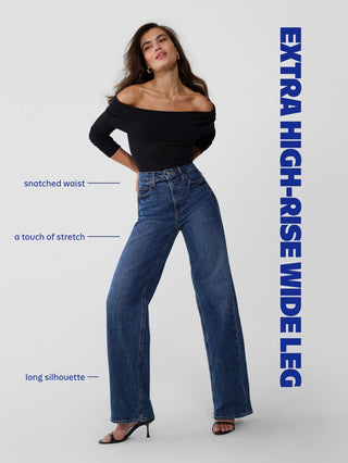 Jeans anchos de cintura extra alta.