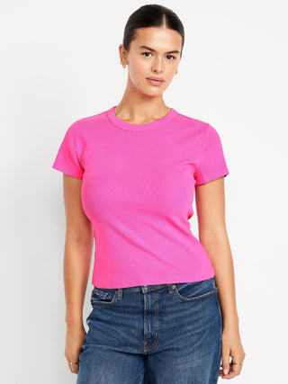 Camiseta Ajustada Manga Corta de Algodón