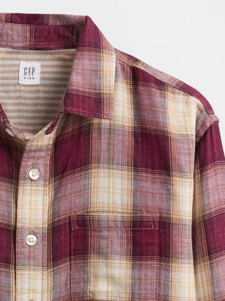 Camisa Manga Larga Estampado Cuadros, Niño