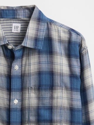 Camisa Manga Larga Estampado Cuadros, Niño