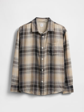 Camisa Manga Larga Estampado Cuadros, Niño