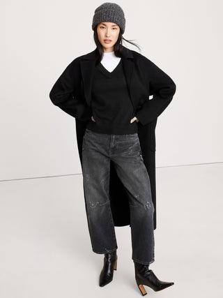 Sudadera Oversize Cuello V de Lana Merino