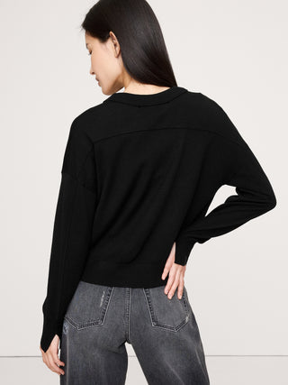 Sudadera Oversize Cuello V de Lana Merino