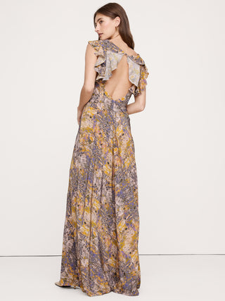 Vestido Maxi de Seda con Estampado