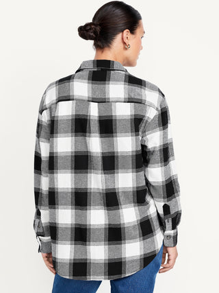 Camisa Oversize con Estampado de Cuadros