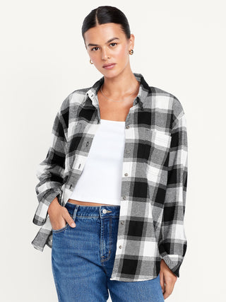 Camisa Oversize con Estampado de Cuadros