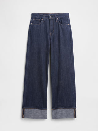 Jeans anchos de talle alto.