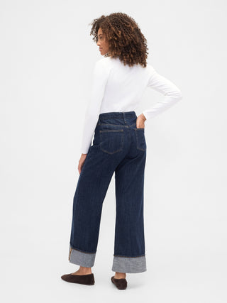 Jeans anchos de talle alto.
