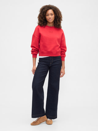 Sudadera Corta con Logo de Algodón