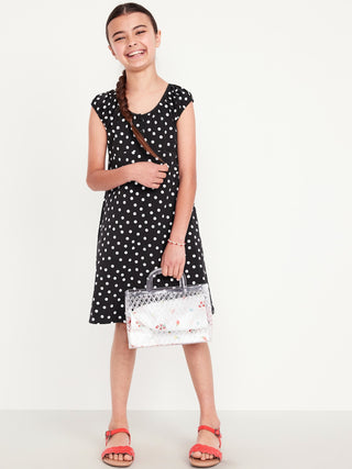 Vestido Manga Corta con Estampado Floral, Niña