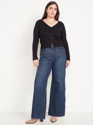 Jeans Anchos Wide Leg Talle Alto con Bolsillos