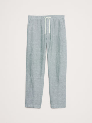 Pantalón Talle Medio con Cintura Elástica de Lino
