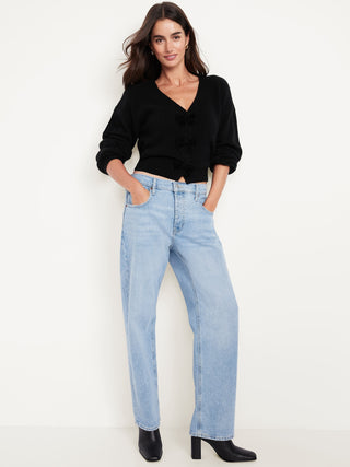 Cárdigan Cuello V con Detalle Lazos