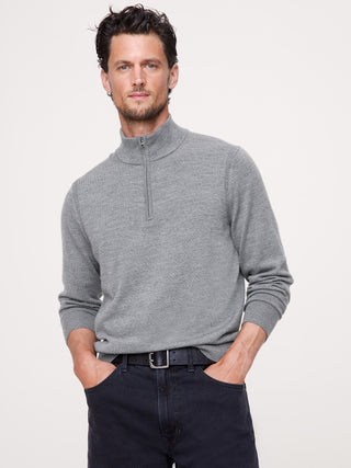 Sudadera con Zipper Cuello Alto de Lana Merino