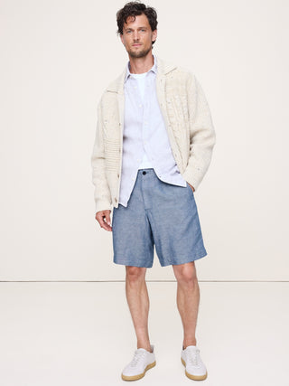 Short Talle Medio con Cintura Elástica de Lino