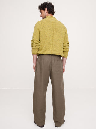 Pantalón Talle Medio con Cintura Elástica de Lino