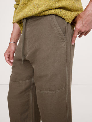 Pantalón Talle Medio con Cintura Elástica de Lino