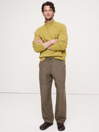 Pantalón Talle Medio con Cintura Elástica de Lino