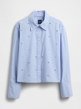 Camisa Manga Larga con Detalle Pedrería