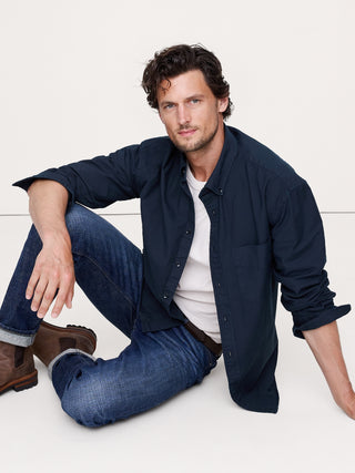 Camisa Manga Larga con Bolsillo de Algodón