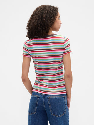 Camiseta Manga Larga con Estampado Rayas