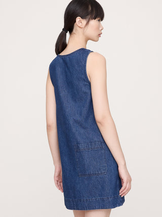 Vestido Denim sin Mangas con Bolsillos