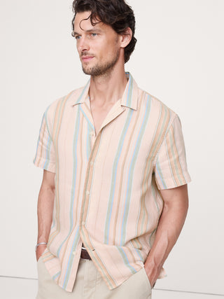 Camisa Manga Corta con Estampado Rayas