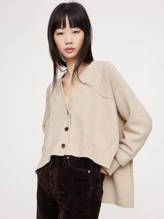 Cárdigan Oversize con Botones de Lana