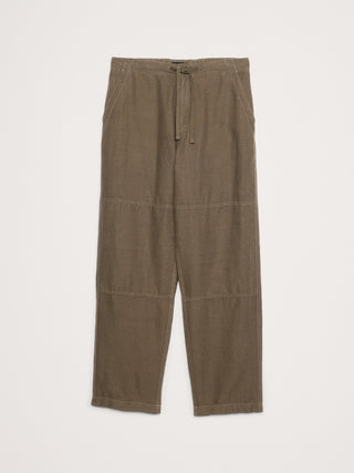 Pantalón Talle Medio con Cintura Elástica de Lino