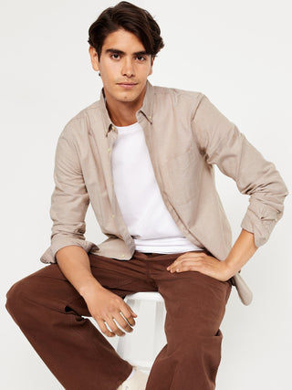 Camisa Manga Larga con Bolsillo de Algodón