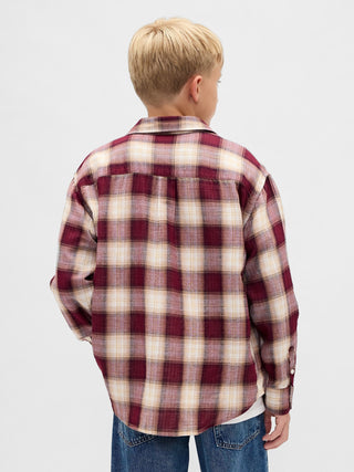 Camisa Manga Larga Estampado Cuadros, Niño