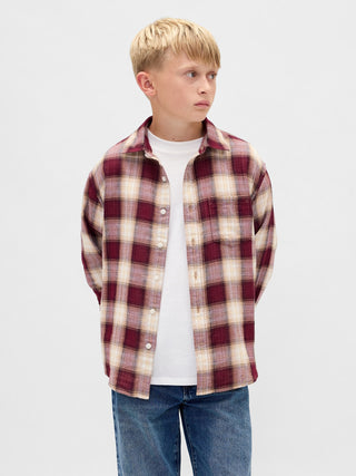 Camisa Manga Larga Estampado Cuadros, Niño