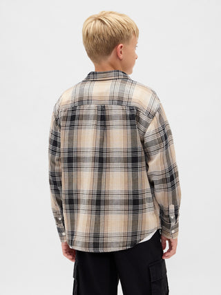 Camisa Manga Larga Estampado Cuadros, Niño