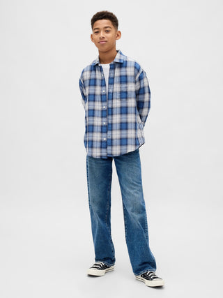 Camisa Manga Larga Estampado Cuadros, Niño