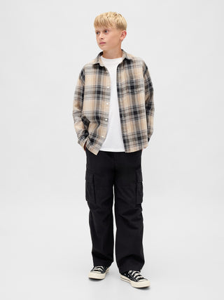 Camisa Manga Larga Estampado Cuadros, Niño