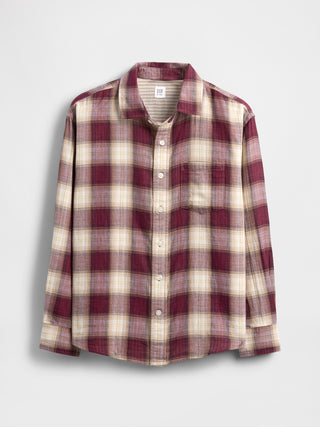 Camisa Manga Larga Estampado Cuadros, Niño