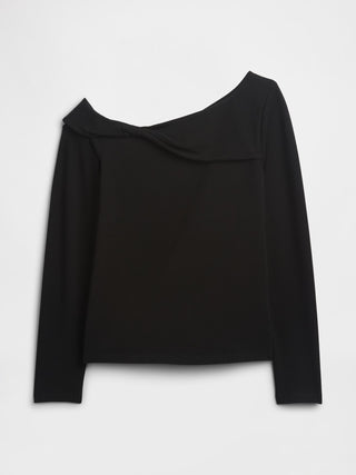 Camiseta Manga Larga con Escote Asimétrico