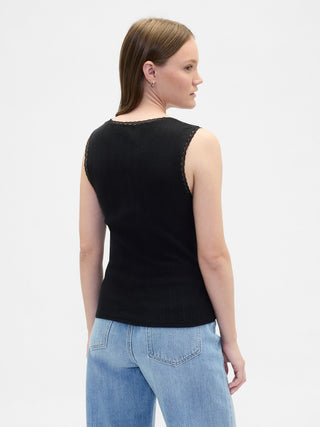 Camiseta sin Mangas Cuello Redondo de Algodón