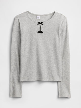 Camiseta Manga Larga con Detalle Lazos, Niña