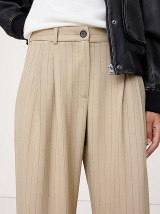 Pantalón Ancho Talle Medio con Detalle Plisado