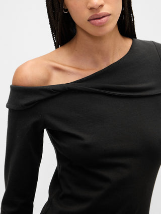 Camiseta Manga Larga con Escote Asimétrico