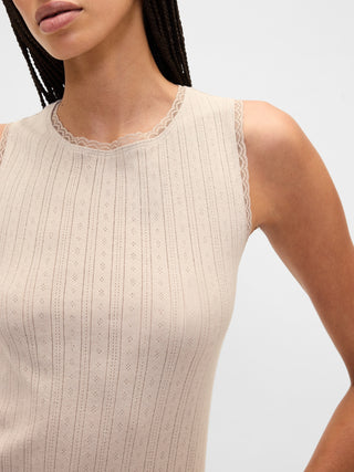 Camiseta sin Mangas Cuello Redondo de Algodón