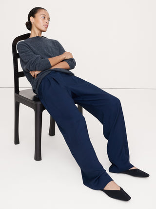 Pantalón Ancho Talle Medio con Detalle Plisado