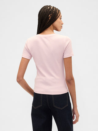 Camiseta Manga Corta Acanalada con Logo