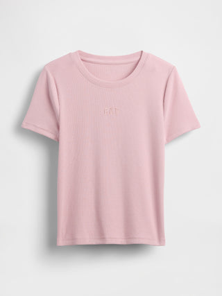 Camiseta Manga Corta Acanalada con Logo